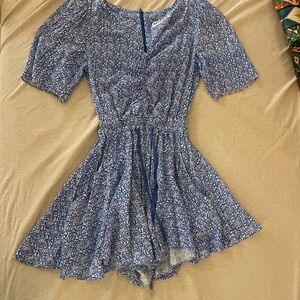 Blue Floral Flowy Romper